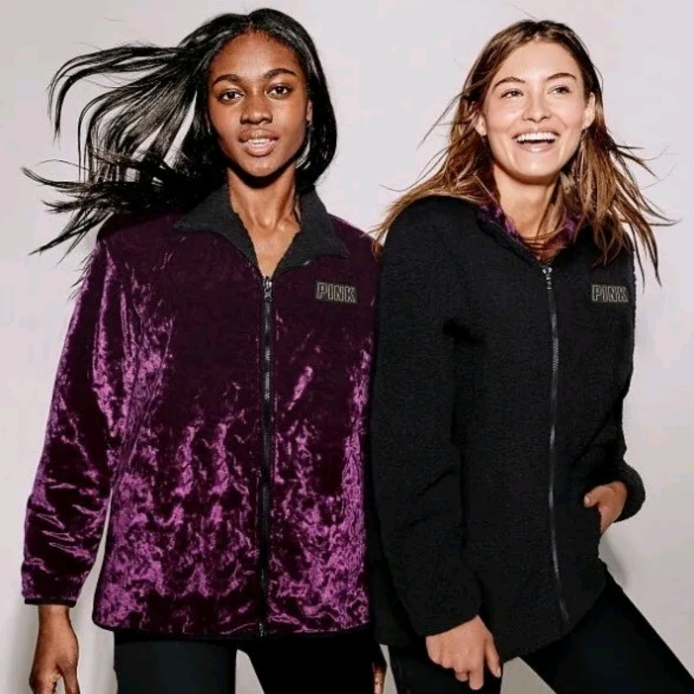 Victoria's Secret PINK limited edition Oversized velvet Sherpa reversible coat